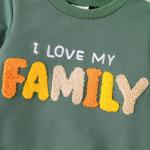 2pcs/set Toddler Kids Pajamas Set I Love My Family Printed Long Sleeve Spring Casual Lightweight Home Clothes