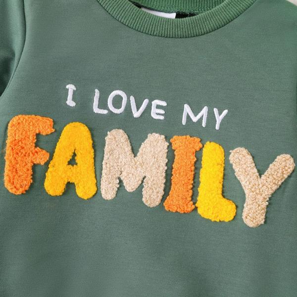 2pcs/set Toddler Kids Pajamas Set I Love My Family Printed Long Sleeve Spring Casual Lightweight Home Clothes