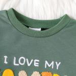 2pcs/set Toddler Kids Pajamas Set I Love My Family Printed Long Sleeve Spring Casual Lightweight Home Clothes