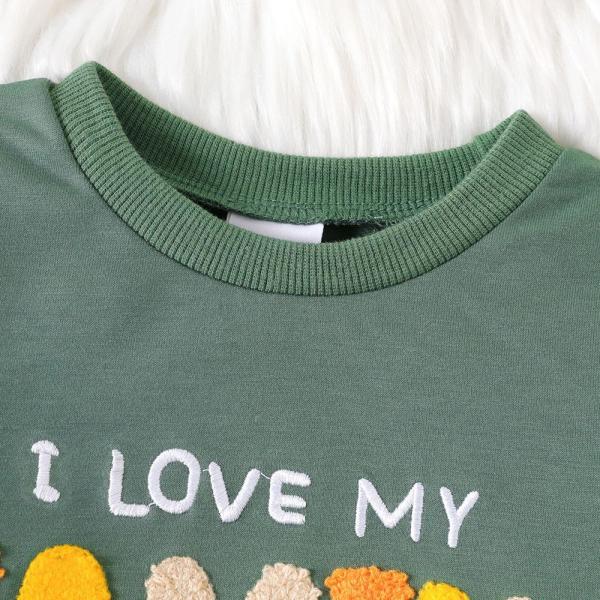 2pcs/set Toddler Kids Pajamas Set I Love My Family Printed Long Sleeve Spring Casual Lightweight Home Clothes