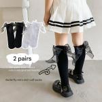 جوارب أطفال مستقيمة اللون بتصميم فراشة ثلاثية الأبعاد (زوج واحد)