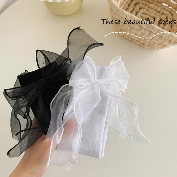 جوارب أطفال مستقيمة اللون بتصميم فراشة ثلاثية الأبعاد (زوج واحد)