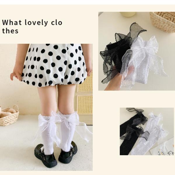 جوارب أطفال مستقيمة اللون بتصميم فراشة ثلاثية الأبعاد (زوج واحد)