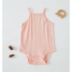 Newborn Baby Girls' Casual Solid Color Bodysuit Set Made of Knitted Fabrics