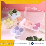 Luxury makeup sponge set in flower-decorated glass containers