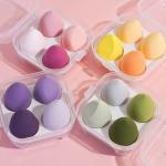 Luxury makeup sponge set in flower-decorated glass containers