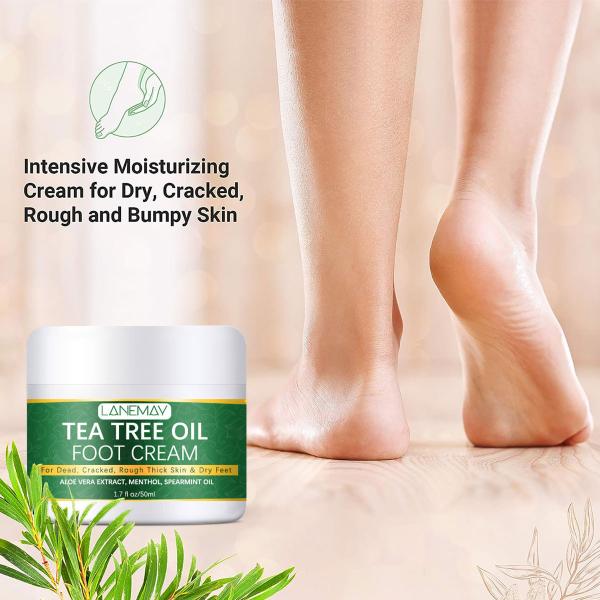 LANEMAY Tea Tree Oil Foot Cream for Dry, Cracked, and Rough Skin