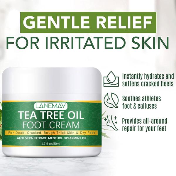 LANEMAY Tea Tree Oil Foot Cream for Dry, Cracked, and Rough Skin