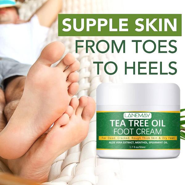 LANEMAY Tea Tree Oil Foot Cream for Dry, Cracked, and Rough Skin