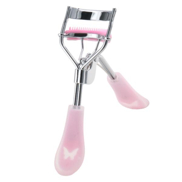 This eyelash curler features a modern design and a handle decorated with a white butterfly. Designed to give you a natural, luscious look without pulling or breaking your lashes.