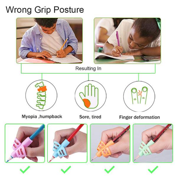 5-piece comfortable pencil grip in assorted colors to improve children's writing experience