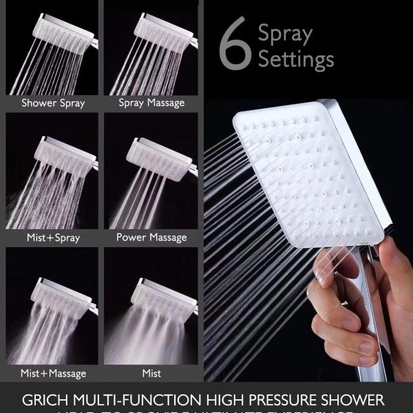 Multifunctional High Pressure Shower Head Shower luxury starts here 6 different spray patterns