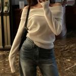 Off-the-shoulder blouse, soft elegance for every season