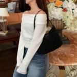 Off-the-shoulder blouse, soft elegance for every season