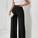 Women's high-waisted, wide-leg lightweight pants are an irresistible elegance.