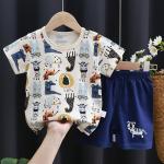 A set of short-sleeved T-shirt and matching shorts, featuring a range of attractive designs that reflect the spirit of childhood and add a touch of joy to your little one's look.