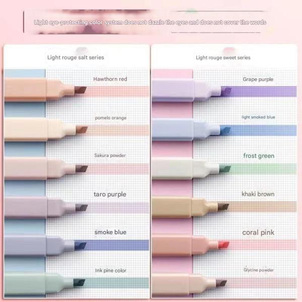 Highlighters with muted colors, higher concentration, and elegance in every line.