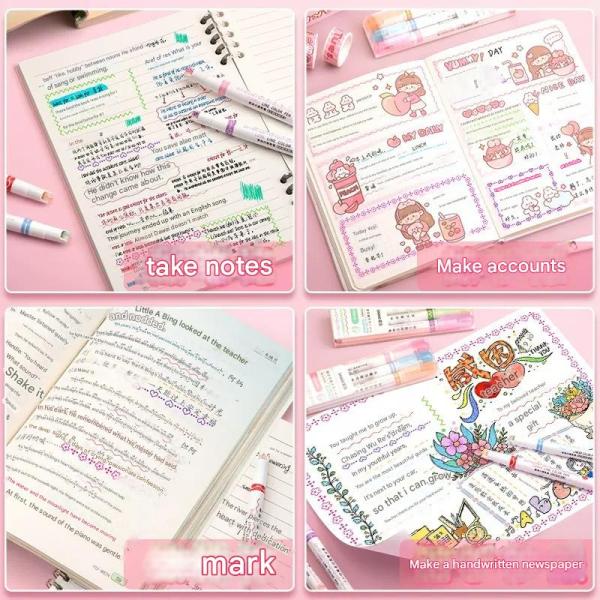 Set of 6 decorative highlighters because every line deserves to be art