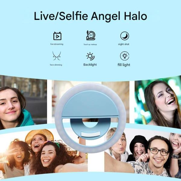 Selfie Light for Phone, Laptop, Tablets, Photography and Video, Rechargeable Ring Light Mounted and Portable Fill Light Suitable for Selfie and Live Streaming