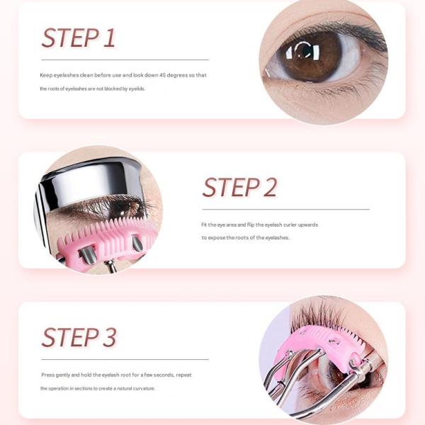 This eyelash curler features a modern design and a handle decorated with a white butterfly. Designed to give you a natural, luscious look without pulling or breaking your lashes.