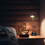 Eid Mubarak Crescent with Bottom Light Stand