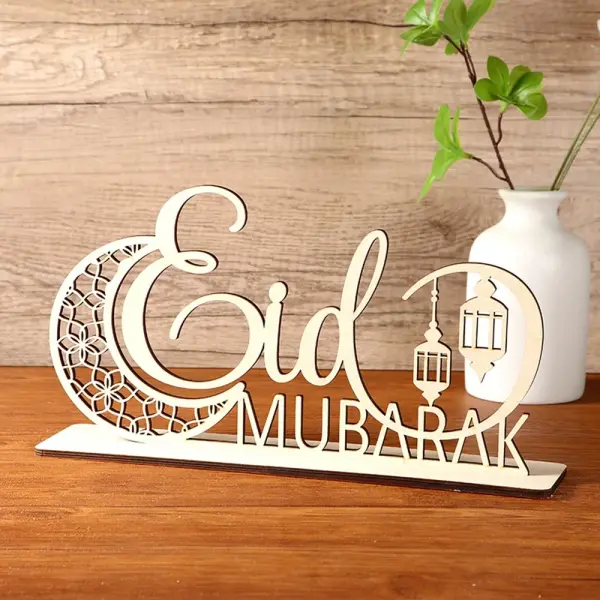 Wooden Eid Mubarak stand, 40, 30, 20 cm wide, three different sizes