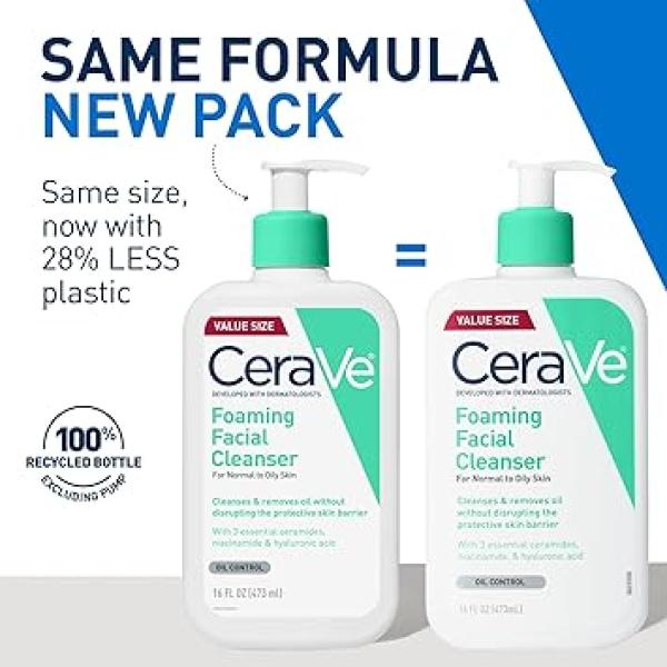 CeraVe Hydrating Foaming Gel Cleanser, Gentle Facial Wash with Hyaluronic Acid and Ceramides for Normal to Dry Skin