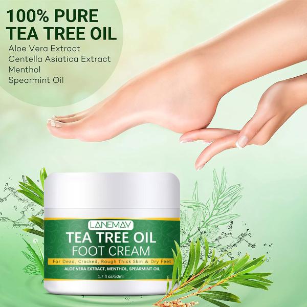 LANEMAY Tea Tree Oil Foot Cream for Dry, Cracked, and Rough Skin