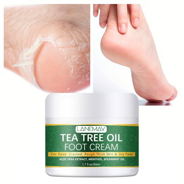 LANEMAY Tea Tree Oil Foot Cream for Dry, Cracked, and Rough Skin
