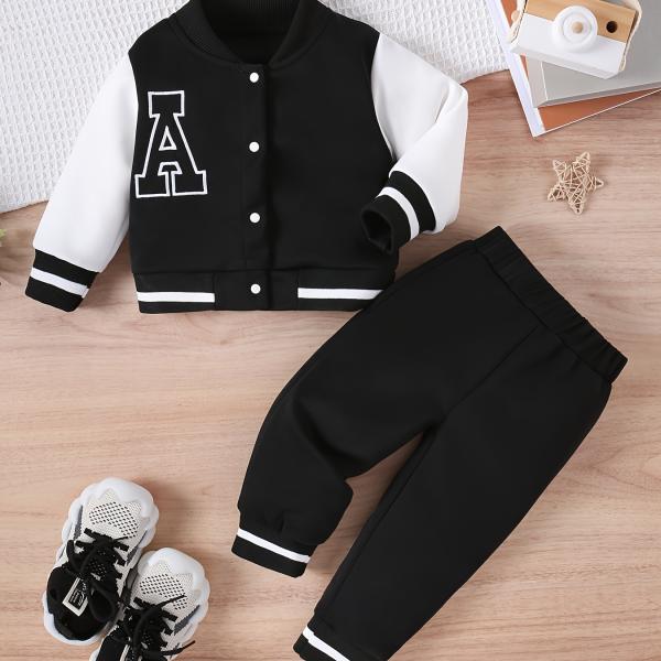 2Pieces Toddler Boys' Clothing Set Comfortable and Practical Printed Design Long Sleeve Jacket and Long Pants Heavy Fabric